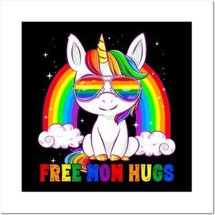 Free Mom Hugs LGBT Mom Mama Unicorn Posters and Art